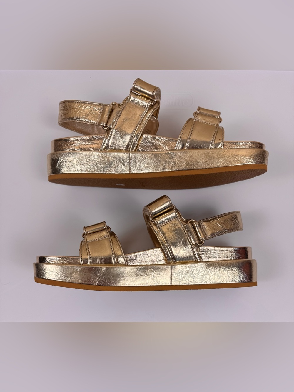 Tory Burch Kira Sport Sandal Crinkle Metallic Leather in Sparkle Gold - Picture 4 of 10